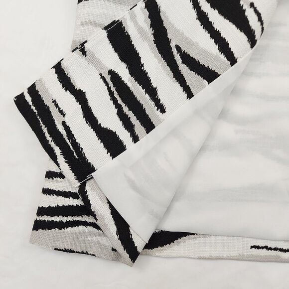 Chico's Jacket Womens Medium White Black Lined 3/4 Sleeve Round Neck Zebra Print - Picture 7 of 10